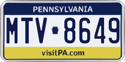 PA license plate MTV8649