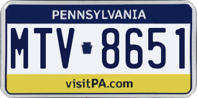 PA license plate MTV8651