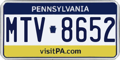 PA license plate MTV8652