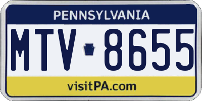 PA license plate MTV8655