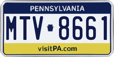 PA license plate MTV8661