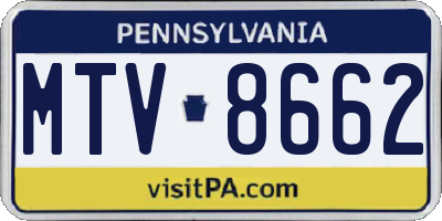 PA license plate MTV8662