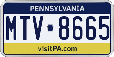 PA license plate MTV8665