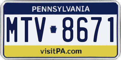 PA license plate MTV8671