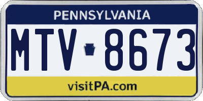 PA license plate MTV8673
