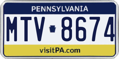 PA license plate MTV8674