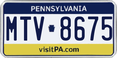 PA license plate MTV8675