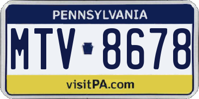 PA license plate MTV8678