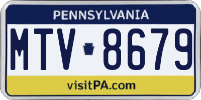 PA license plate MTV8679