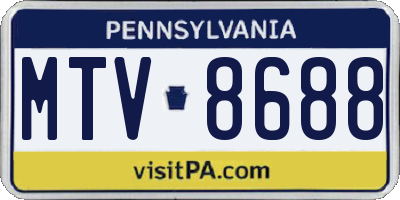 PA license plate MTV8688