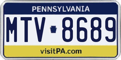 PA license plate MTV8689