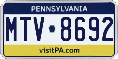 PA license plate MTV8692
