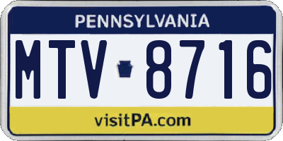 PA license plate MTV8716