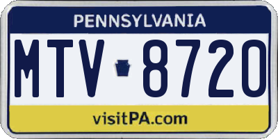 PA license plate MTV8720
