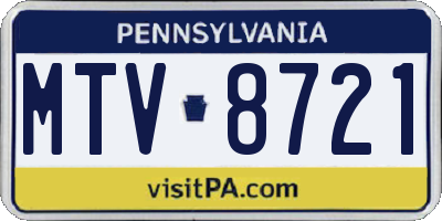PA license plate MTV8721