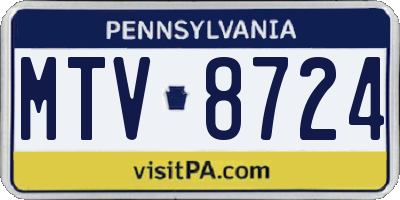 PA license plate MTV8724