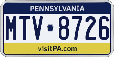 PA license plate MTV8726