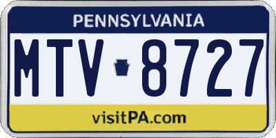PA license plate MTV8727