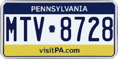 PA license plate MTV8728
