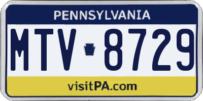 PA license plate MTV8729