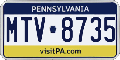 PA license plate MTV8735