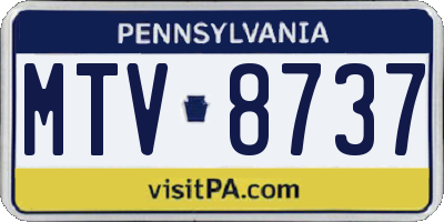 PA license plate MTV8737