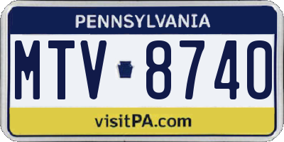 PA license plate MTV8740