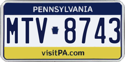 PA license plate MTV8743