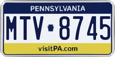 PA license plate MTV8745