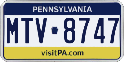 PA license plate MTV8747