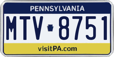 PA license plate MTV8751
