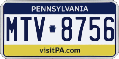 PA license plate MTV8756