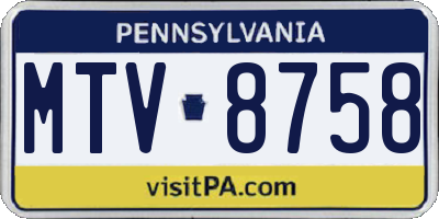 PA license plate MTV8758