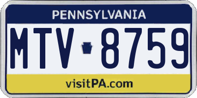 PA license plate MTV8759