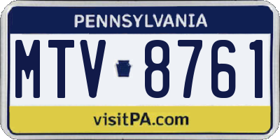PA license plate MTV8761