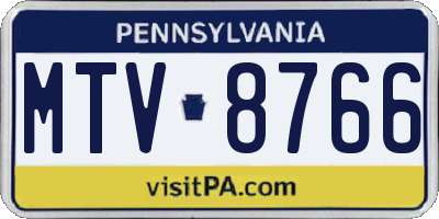 PA license plate MTV8766