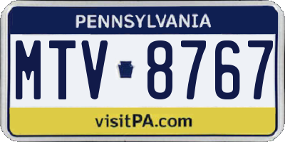 PA license plate MTV8767