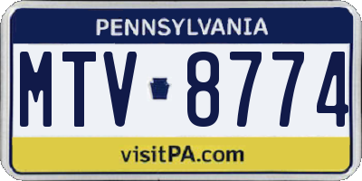PA license plate MTV8774