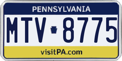 PA license plate MTV8775