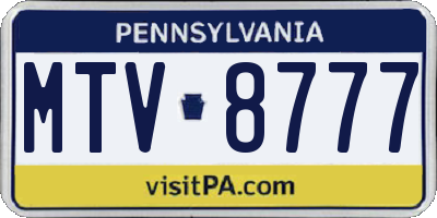 PA license plate MTV8777