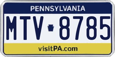 PA license plate MTV8785