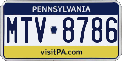PA license plate MTV8786