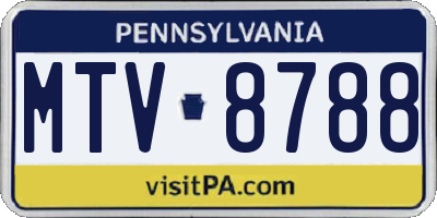 PA license plate MTV8788