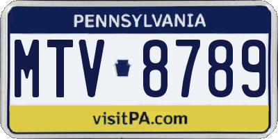 PA license plate MTV8789