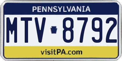 PA license plate MTV8792
