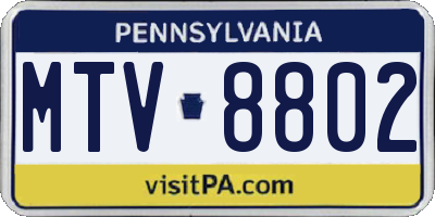PA license plate MTV8802