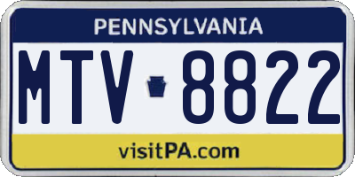 PA license plate MTV8822