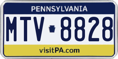 PA license plate MTV8828