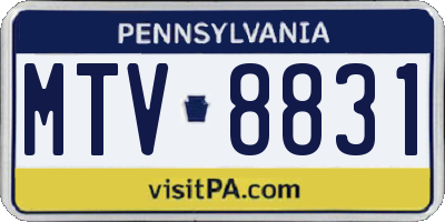 PA license plate MTV8831