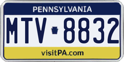 PA license plate MTV8832